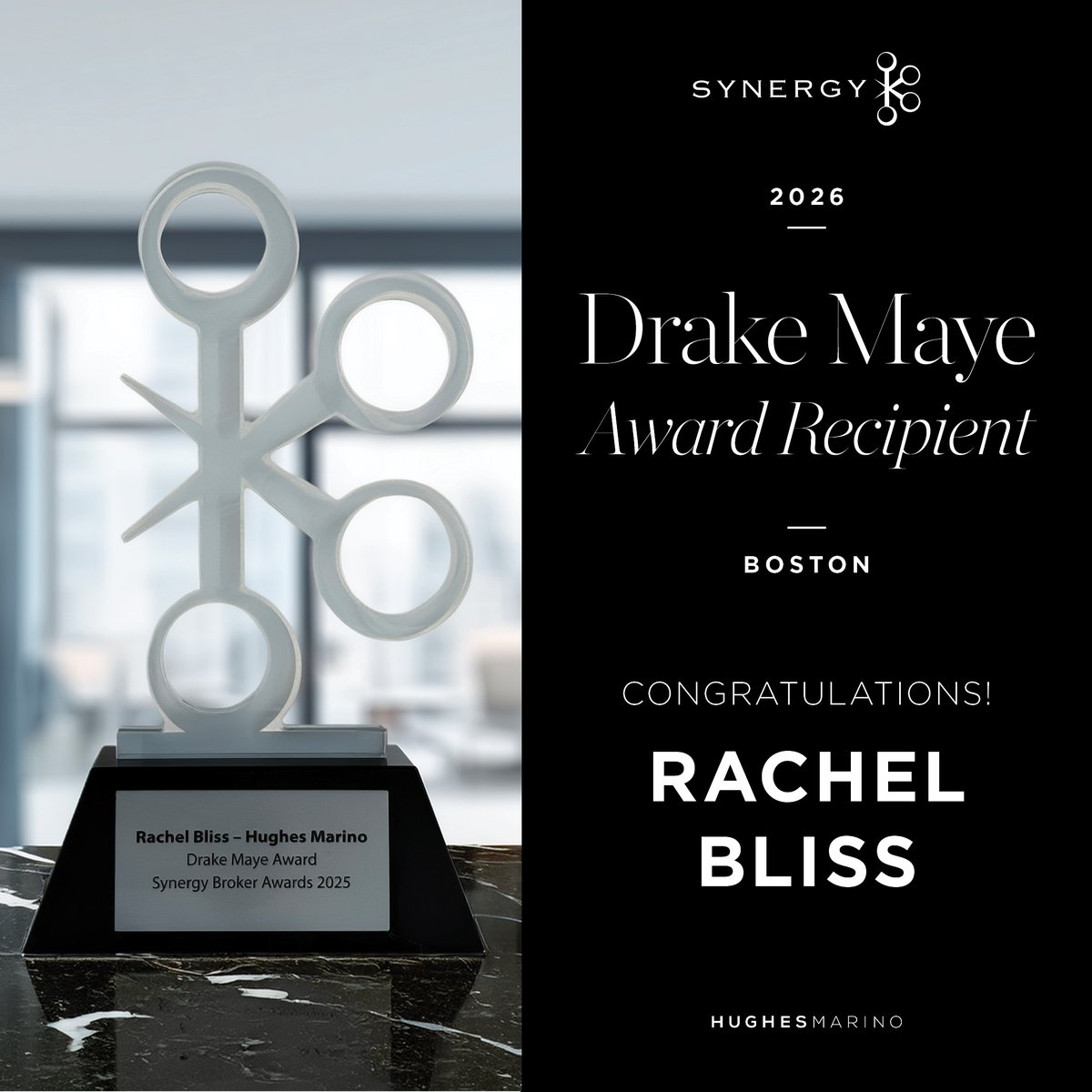 We are thrilled to recognize Boston vice president, Rachel Bliss, who was recently honored with the inaugural Drake Maye Award by Synergy Boston for her exceptional work and dedication to serving clients across New England. Onward, Rachel!