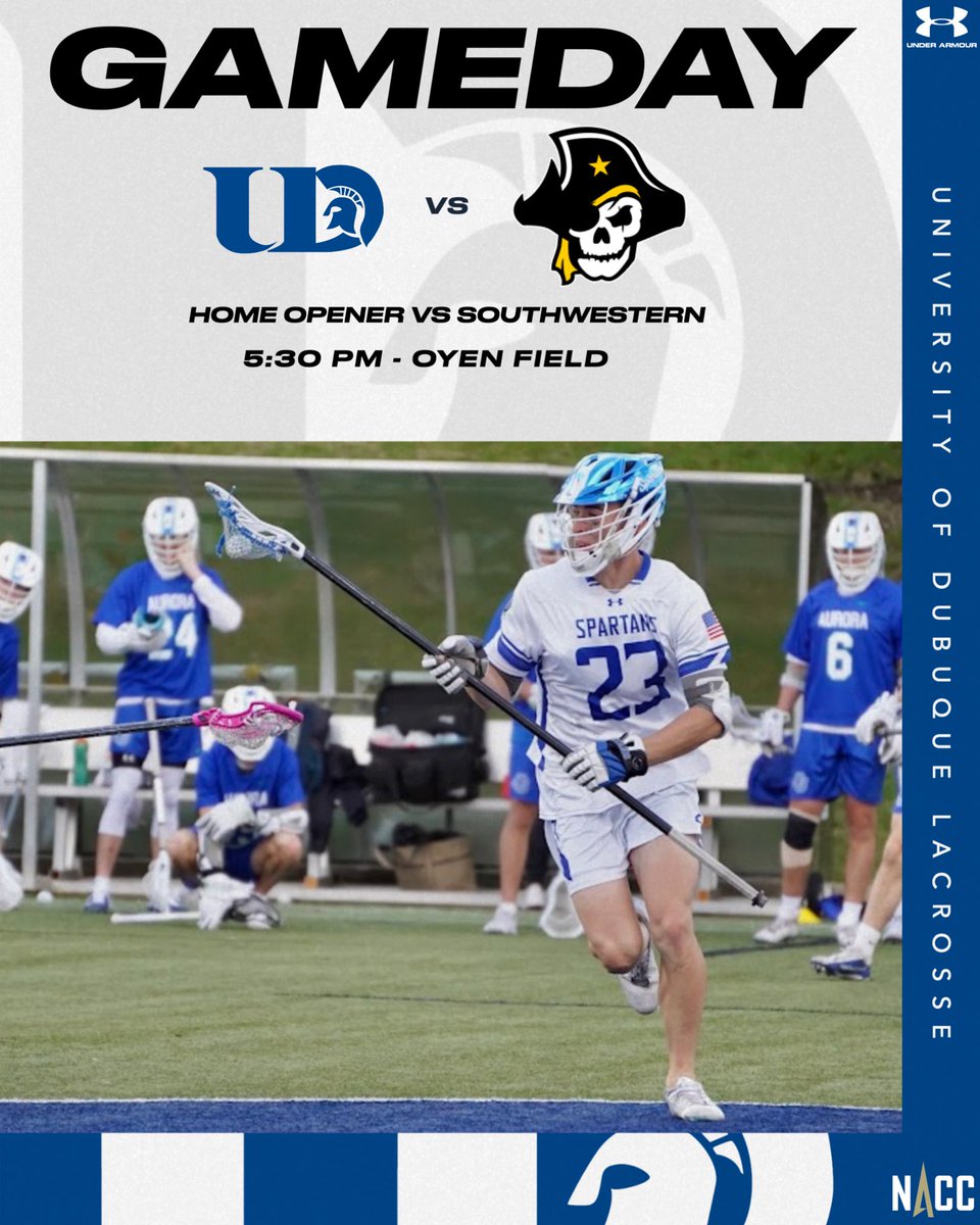 dubuqueMlax's tweet photo. GAMEDAY
For the first time in 289 days, your Spartans are back at Oyen Field! Faceoff against Southwestern is set for 5:30 pm.
#UDMLAX | #Spartans | #ODCTM https://t.co/U2ur1VGB6Z