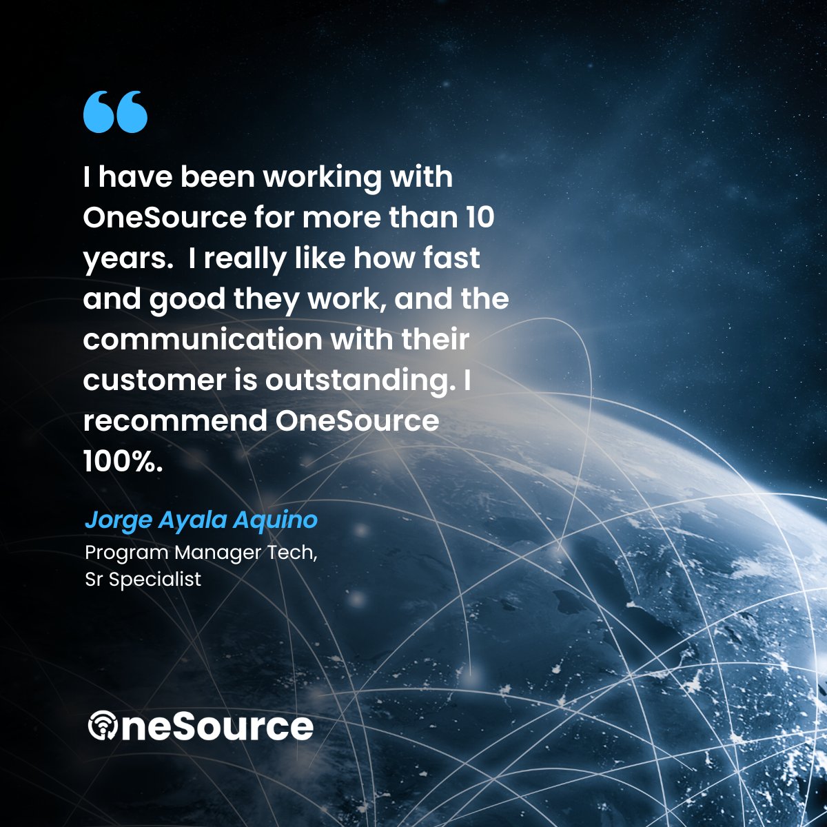 Recognition like this speaks to the dedication and care our teams bring to every engagement.

Appreciate Jorge Ayala Aquino for highlighting the OneSource team and the work being done alongside <a href="/ATT/">AT&T</a>. 

#OneSource #EnterpriseTechnology #CustomerTrust