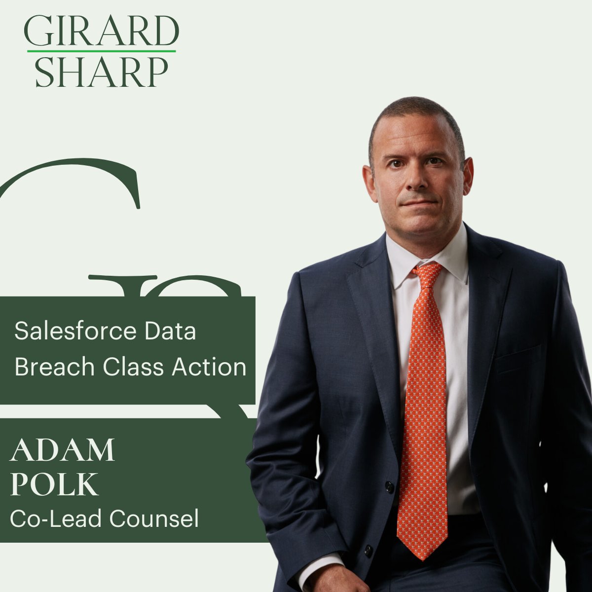 GirardSharp's tweet image. Partner Adam Polk has been appointed Co-Lead Counsel in the Salesforce data breach litigation.

This appointment highlights Adam’s expertise in complex data breach cases and the legal community’s commitment to protecting consumer rights.

#GirardSharp #DataBreach #ClassAction