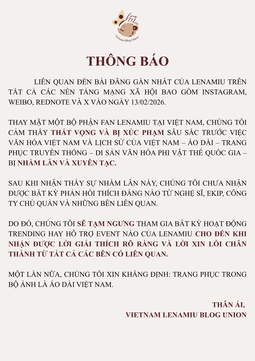 lenamiu_vnunion's tweet photo. Dear @lena__lorena @miunatshaa @LenaMiu_CH3 @Ch3Plus @Ch3Thailand_33 @We3gether 

THÔNG BÁO TỪ FAN VIỆT NAM

ANNOUCEMENT FROM VIETNAM

#LenaMiu #ลีน่าหมิว 
#Lalinalena #ลีน่าลลินา 
#MiuNatsha #หมิวณัชชา