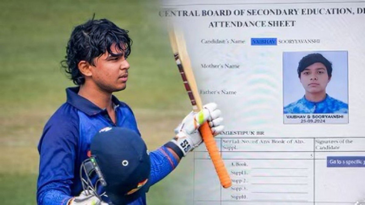 U19 World Cup winner 🏆
IPL centurion 💯
Now switching from cover drives to answer sheets ✍️

Vaibhav Suryavanshi begins his 10th Board Exams from 17th February — pressure? He’s played bigger innings already 😄

Best of luck, champ. Exams are just another match. 💙📚🏏