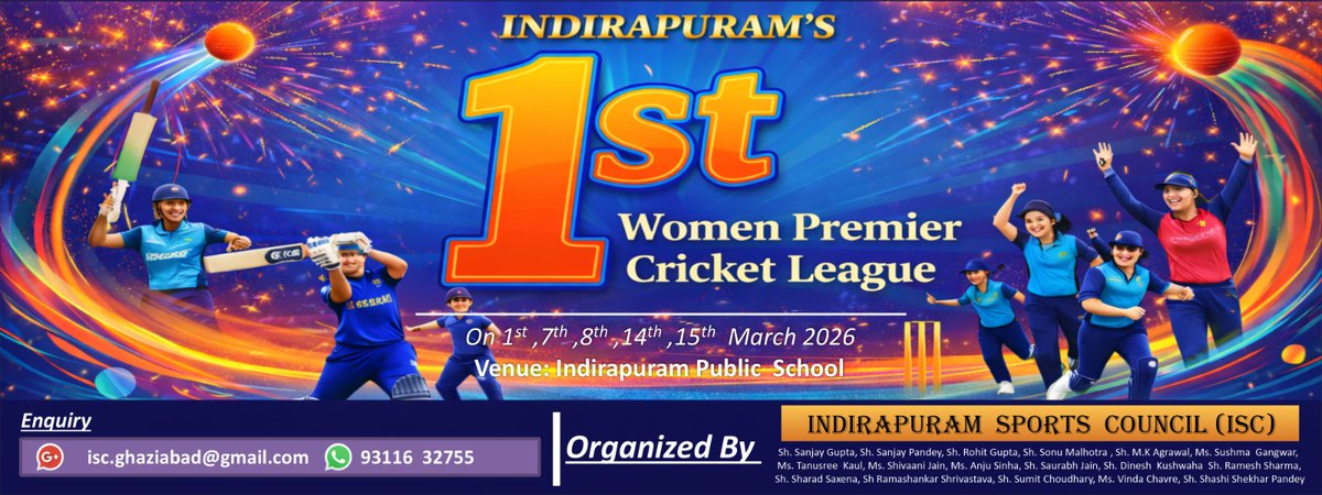 Are you ready?
INDIRAPURAM First ever IPL (Indirapuram Premier league) Women 

#Ghaziabad #Collaboration