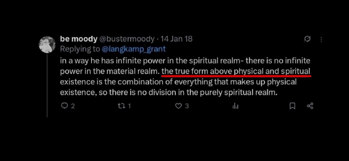jurassiczilla37's tweet photo. @bustermoody Thank you! So does the realm above physical and spiritual existence refer to the purely spiritual realm? Or is pure spirit part of spiritual existence in that context? https://t.co/2BdaQEDxiN