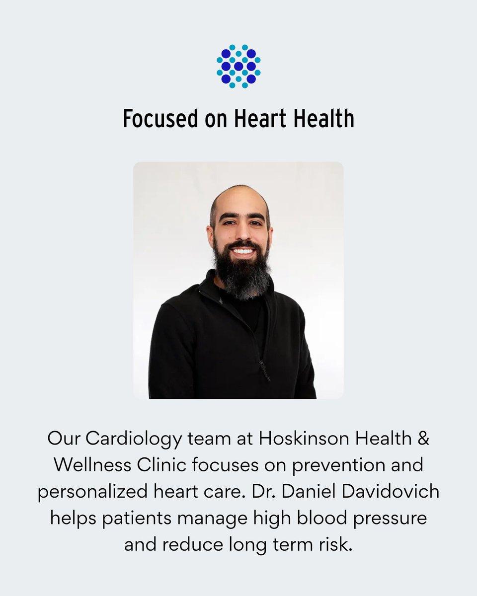 High blood pressure often has no symptoms. Early detection reduces long-term risk.

During Heart Month, schedule an evaluation with Dr. Daniel Davidovich at Hoskinson Health &amp; Wellness Clinic: bit.ly/4aAkyIW