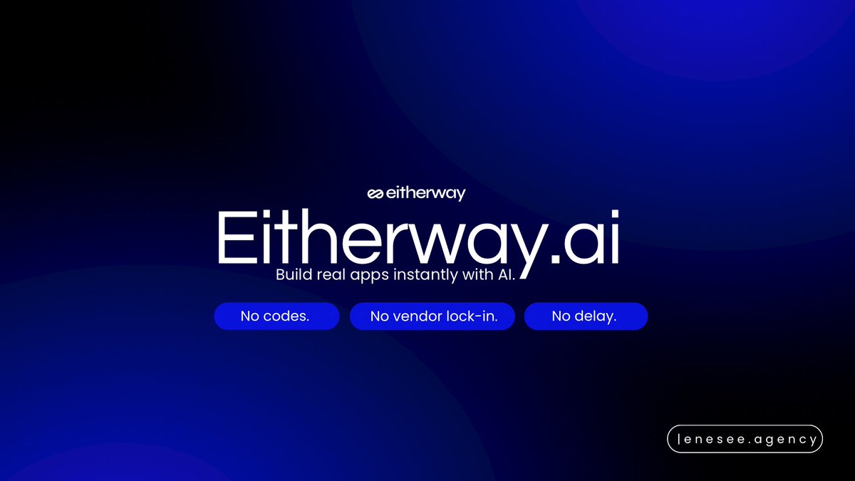 enesee_agency's tweet image. So, you are an entrepreneur with an idea but no dev team?

A Web 3 builder shipping multi-chain apps?

Or just tired of no-code ceilings?

Stop struggling and start building with @EitherwayAl

Just describe your idea and @EitherwayAl builds it.
