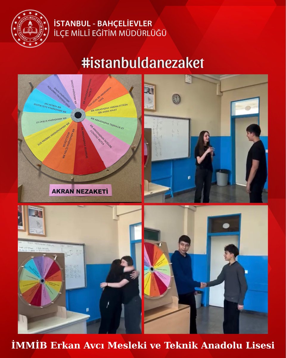Değerleriyle güçlü bireyler yetiştirmek; eğitim anlayışımızın temel önceliğidir.

#istanbuldanezaket

<a href="/tcmeb/">Millî Eğitim Bakanlığı</a>
<a href="/Yusuf__Tekin/">Yusuf Tekin</a>
<a href="/MucahitYentur/">Murat Mücahit Yentür</a>
<a href="/istanbulilmem/">İstanbul İl Millî Eğitim Müdürlüğü</a>
<a href="/muradserif/">Murat Karabulut</a>