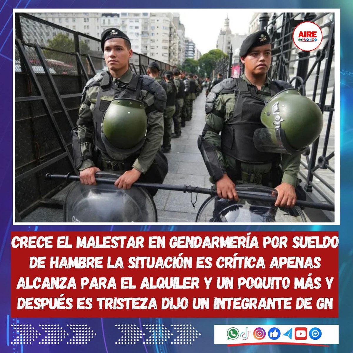 MALESTAR EN LA GENDARMERÍA NACIONAL EN MEDIO DE RECLAMOS SALARIALES.
 La situación de la Gendarmería Nacional volvió a instalarse en el centro del debate público, en un contexto atravesado por reclamos salariales en distintas fuerzas de seguridad del país.
