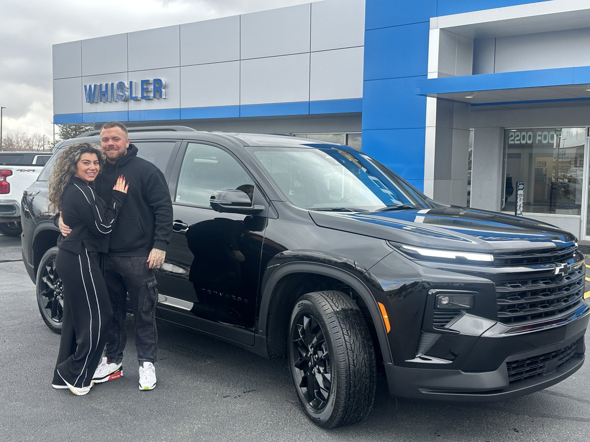whislerchevy's tweet photo. NICE CAR!  Shantal and Justice, enjoy the journey in your brand new, 2026 Chevy Traverse.  Thanks for shopping with Hector Medina and Whisler Chevrolet. https://t.co/zPgQKwVpGx