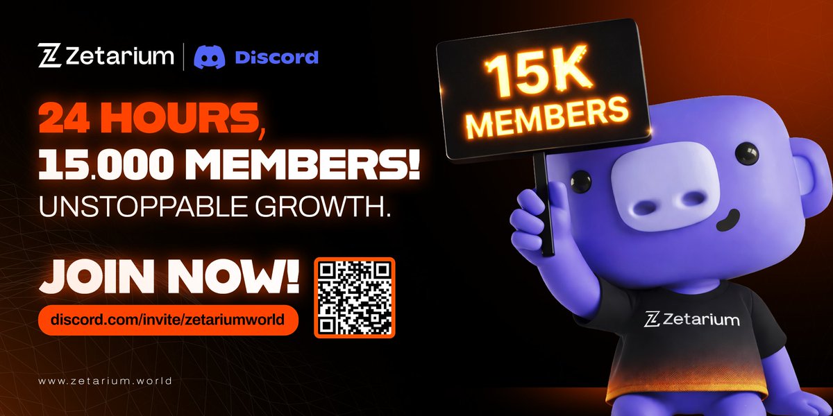 COMMUNITY ANNOUNCEMENT

In just 24 hours, the #Zetarium Discord community reached 15,000 members. This rapid growth reflects the strength of our ecosystem and the increasing interest in what we are building together.

Thank you to everyone who joined, supported, and