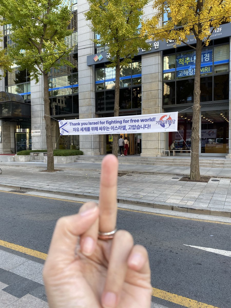 quoide9's tweet photo. @Dyanasthasia Nih di Korea 2 tahun lalu. Untung gw masih sempet ngacungin jari tengah tuh! Mereka warganya banyak yg penyepong israhell macam presiden kite sih emang ye. https://t.co/LgHqnMD6no