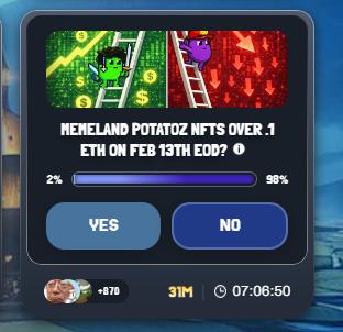 Who can see this opportunity on <a href="/meme/">MEME.COM</a>?
only 10x Potatoz listed below 0.1e

30m points will take you to the top10 of the leaderboard in one shot

LOL