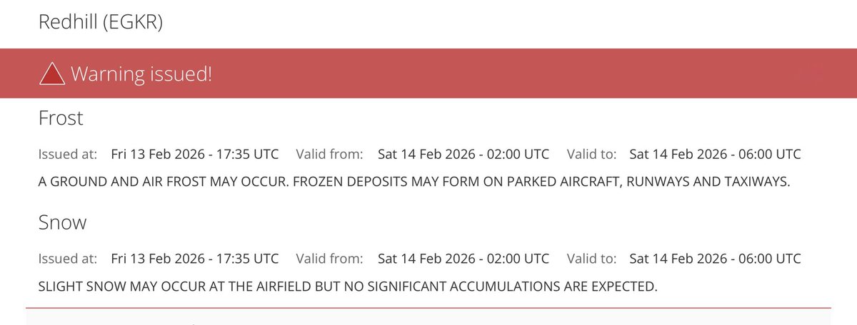 ⚠️ Frost and snow warnings issued for the early hours of Saturday morning. Minimum air temperature -3C. 🧊🌨️