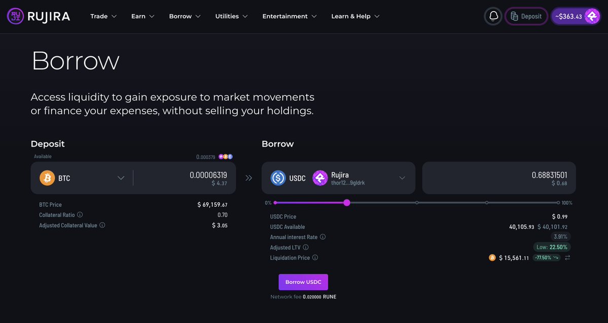 Told you 💜

All the borrow caps on <a href="/RujiraNetwork/">Rujira</a> have been raised up to $50k and even 1 BTC for borrowing Bitcoin!

Visit the Rujira -> Borrow to start 🔥