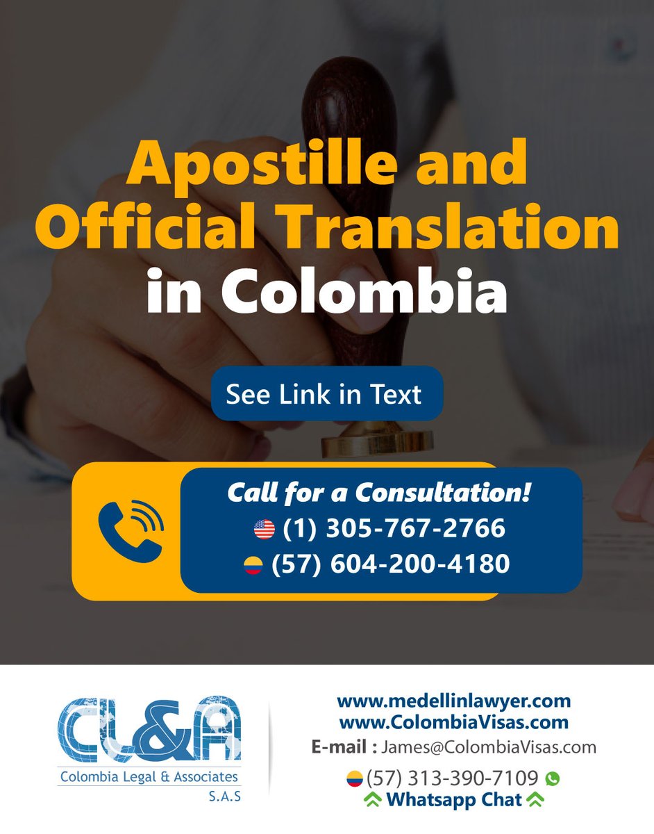 VISADOS's tweet photo. Apostilles and certified translations are often essential for visas, marriage, business, or legal matters in Colombia. Proper documentation can prevent costly delays. 
Contact us for reliable assistance and full coordination of your documents.
https://t.co/pXJUAEL0c7 https://t.co/plnRBPrdky