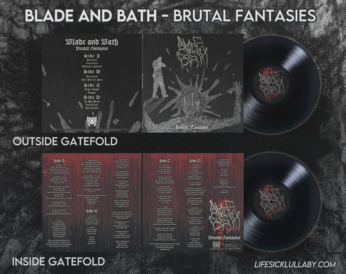 A preview of the gatefold layout, complete with lyrics.
LIMITED copies still available of this 2xLP from Blade and Bath
lifesicklullaby.bandcamp.com/merch