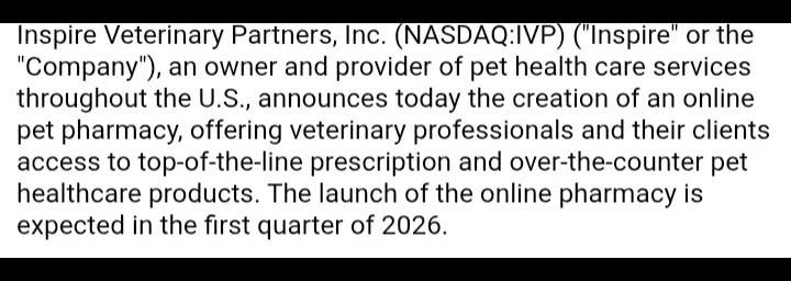 $IVPR OnLine Pet Pharmacey This Q
Think  Chewy  $CHWY
<a href="/rigatoni33/">Rigatoni</a> <a href="/STNorth19/">StockTrips</a> <a href="/ldev117/">Lee</a> <a href="/Schito_74/">Schito</a>
