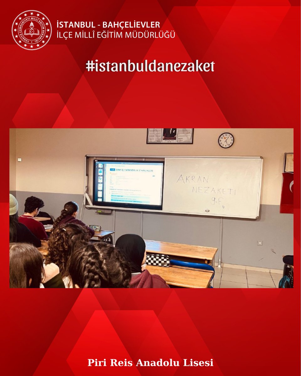 Olumlu okul iklimini nezaketle inşa ediyoruz.

#istanbuldanezaket

<a href="/tcmeb/">Millî Eğitim Bakanlığı</a>
<a href="/Yusuf__Tekin/">Yusuf Tekin</a>
<a href="/MucahitYentur/">Murat Mücahit Yentür</a>
<a href="/istanbulilmem/">İstanbul İl Millî Eğitim Müdürlüğü</a>
<a href="/muradserif/">Murat Karabulut</a>