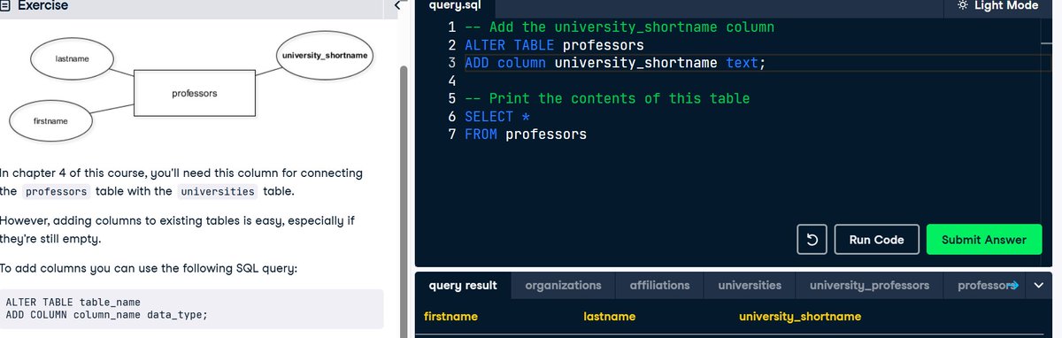 Queen_Aishah1's tweet photo. Day 5 of #30DaysOfDataChallengewithDCA🚀
Today, I delved into relational databases in SQL.
Learnt about ERDs and how they help you actually see how tables relate to each other.
Migrated data from one table to another using INSERT INTO.
#DCDonates #DCA @DataFestAfrica https://t.co/DlT0hIqdlw