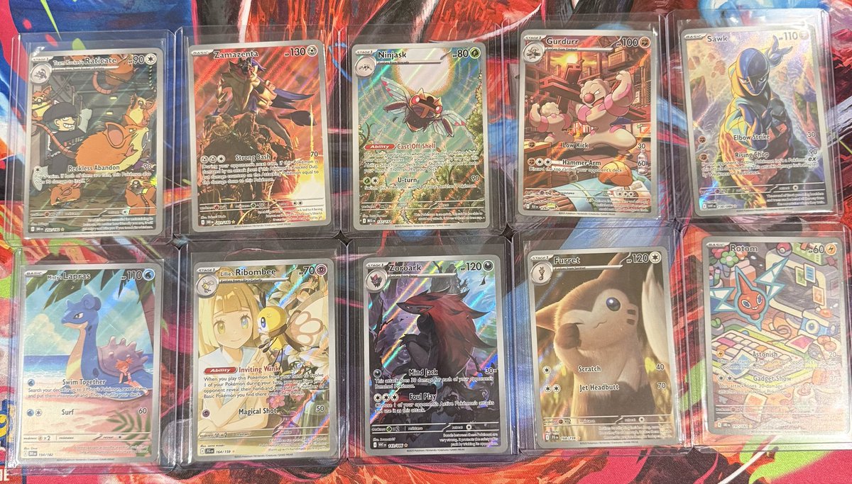 CamsCardShop's tweet image. 🔥🔥SINGLES FOR SALE🔥🔥

All cards in NM condition!

Raticate - 6
Zamazenta - 4
Ninjask - 3
Gurdurr - 6
Sawk - 7
Lapras - 23
Ribombee - 5
Zoroark - 46
Furret - 5
Rotom - 4

PWE - $1 (buyers risk)
BMWT - $5

RTs appreciated, friends!

@BUYSELLTRADETCG 
@cardboardbst 
@PokemonBST…