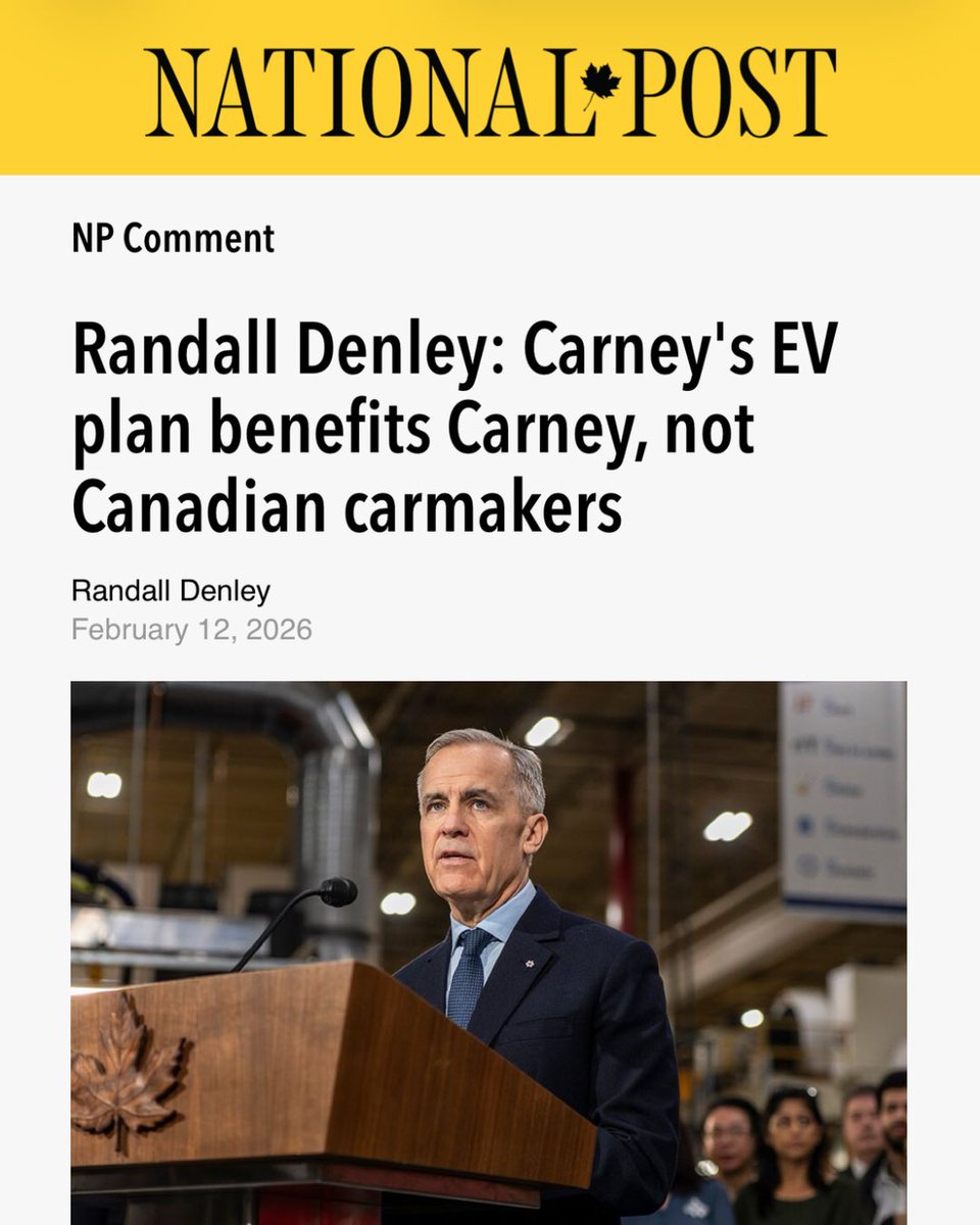 Since Mark Carney became Prime Minister, over 5,000 jobs have been lost in our auto sector, resulting in thousands of families worrying about paying their mortgage and putting food on the table.

After failing to build electric vehicles or convince people to buy them, Carney is