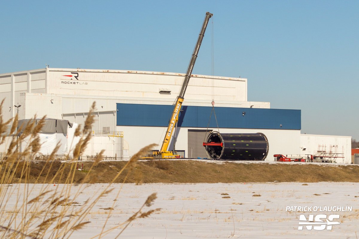 spacepat_o's tweet photo. Rocket Lab Middle River Update February 13, 2026

@RocketLab has pulled more hardware out of the Space Structures Complex!

Crews are preparing to bring the hardware vertical.

@NASASpaceflight https://t.co/khKT2psShy