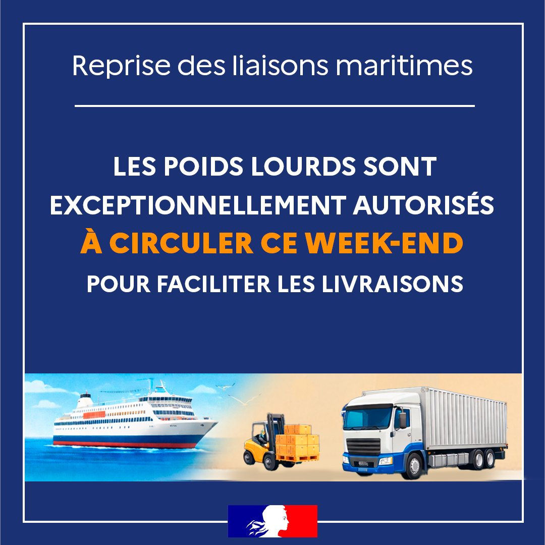 Image de Préfet de Corse préfet de Corse-du-Sud : 📢 Reprise des liaisons maritimes
Les liaisons avec le continent reprennent progressivement.
⚠️ Pour