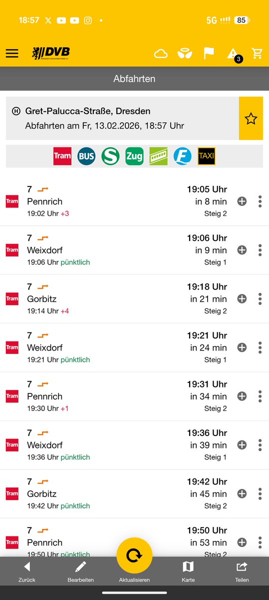 Paul47309's tweet photo. @DVBAG Danke für die Antwort aber eine Frage habe ich noch was macht eine Linie 7 an derGret-Palucca-Straße wenn die Wiener Straße gesperrt ist https://t.co/5d4HUqTand