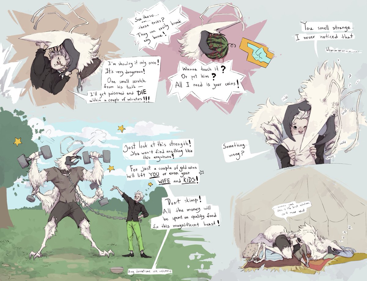 This is a super short info about how they started their journey. Spamton worked as a postman and lived on the outskirts of a small town. Tenna was kind of a hermit.
I decided to make Spamton an albino cos Addisons remind me albinos 

#spamtenna #utspamtenna #undertaleAU