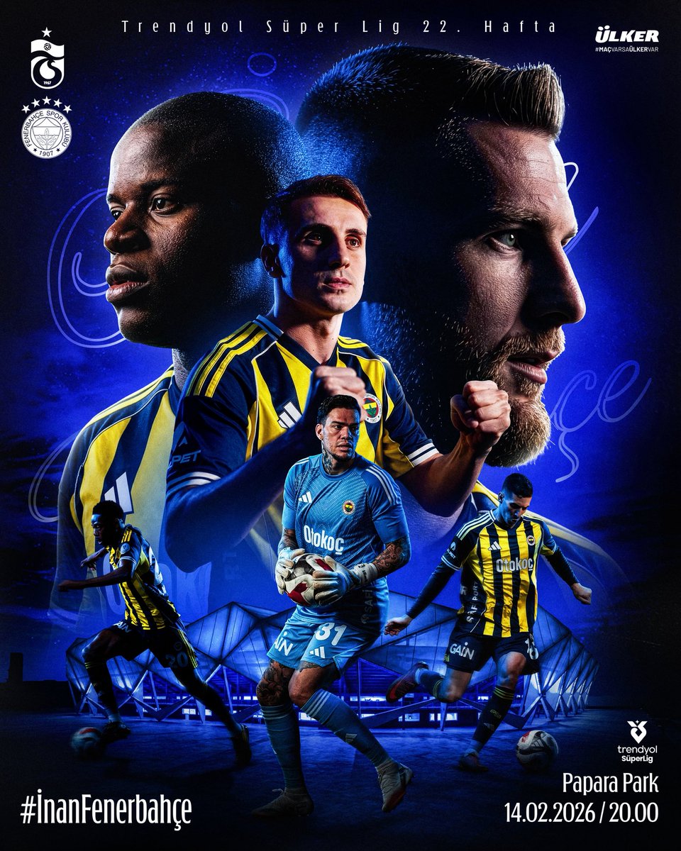 🏆 Trendyol Süper Lig

🆚 Trabzonspor 
🗓️ 14 Şubat Cumartesi 
🕗 20.00 
📍 Papara Park 
📲 #TSvFB

#MaçVarsaÜlkerVar | <a href="/Ulker/">Ülker</a>