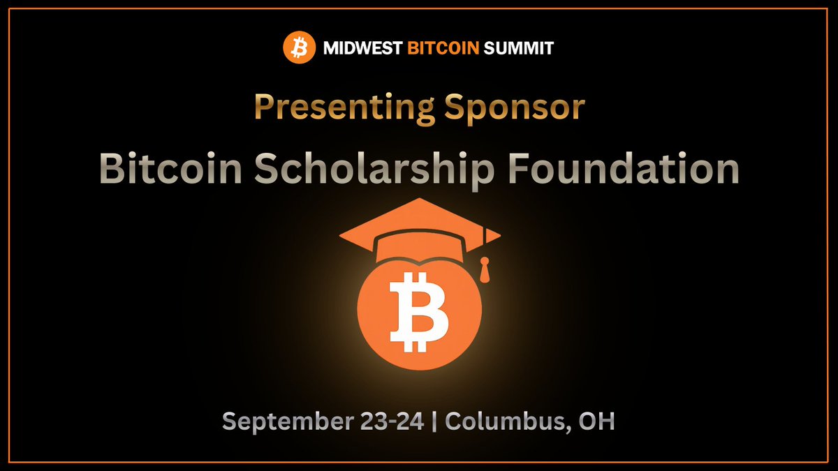 When we started planning the Midwest Bitcoin Summit, one thing was non-negotiable: this had to give back.

10% of all tickets sold go directly to the Bitcoin Scholarship Foundation, a nonprofit I'm proud to lead as President.
When you buy a ticket to MBS, you're investing in a