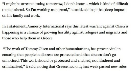 Greek authorities have issued a European arrest warrant against Norwegian “human rights” activist Tommy Olsen, who leads an NGO supporting invaders entering Europe.

Greece is currently targeting all NGOs that assist invaders. 

We are coming for you.