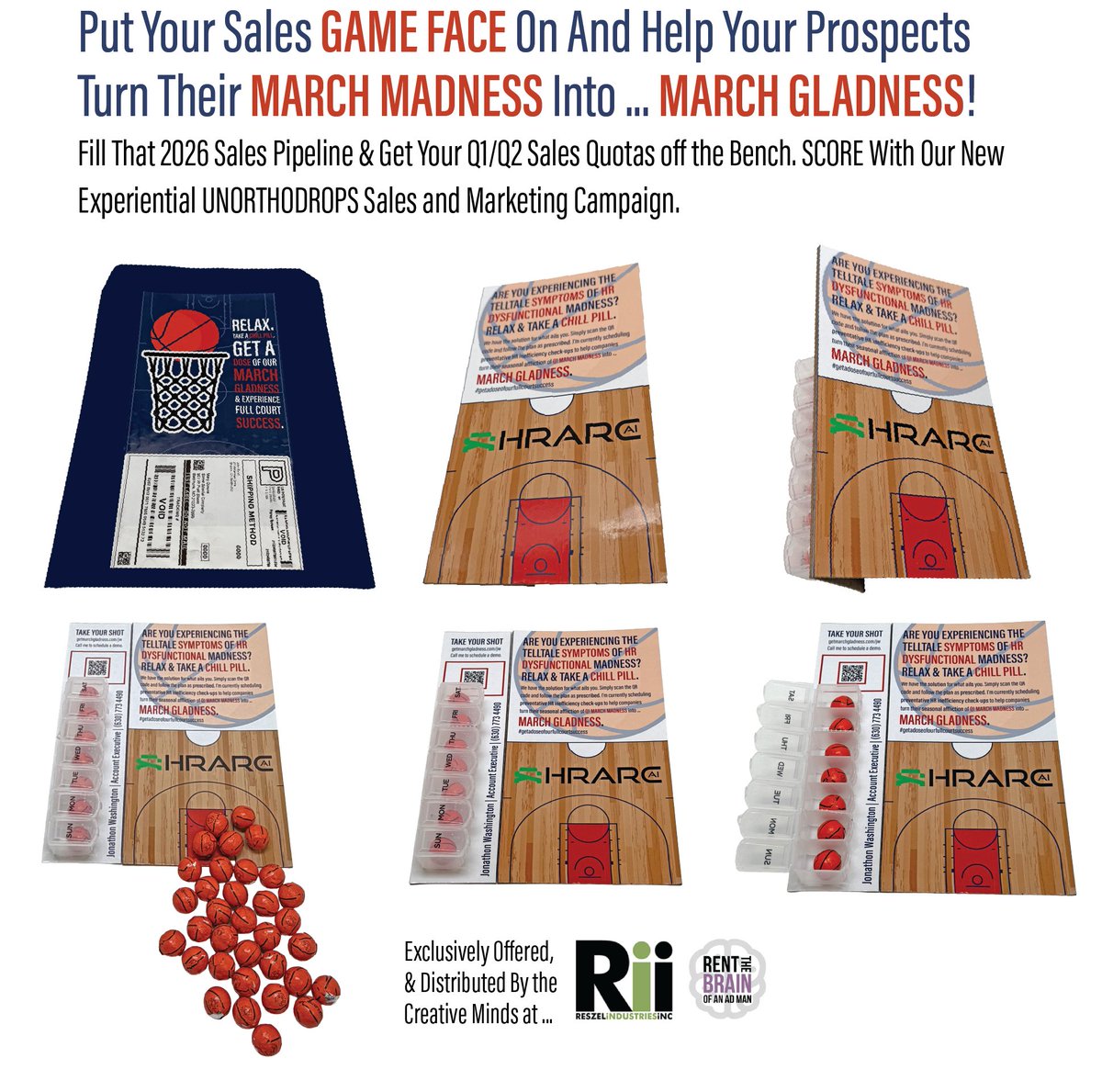KevinReszel's tweet photo. New Experiential UNORTHODROPS Sales and Marketing Campaign ... Turn MARCH MADNESS Into MARCH GLADNESS. https://t.co/LhbkbEWnuT 

#sales #campaigns #leadgeneration #marchmadness #experiential #directmail #branding #marketing #march #leads #ideavertising #advertising https://t.co/wXzd6busQD