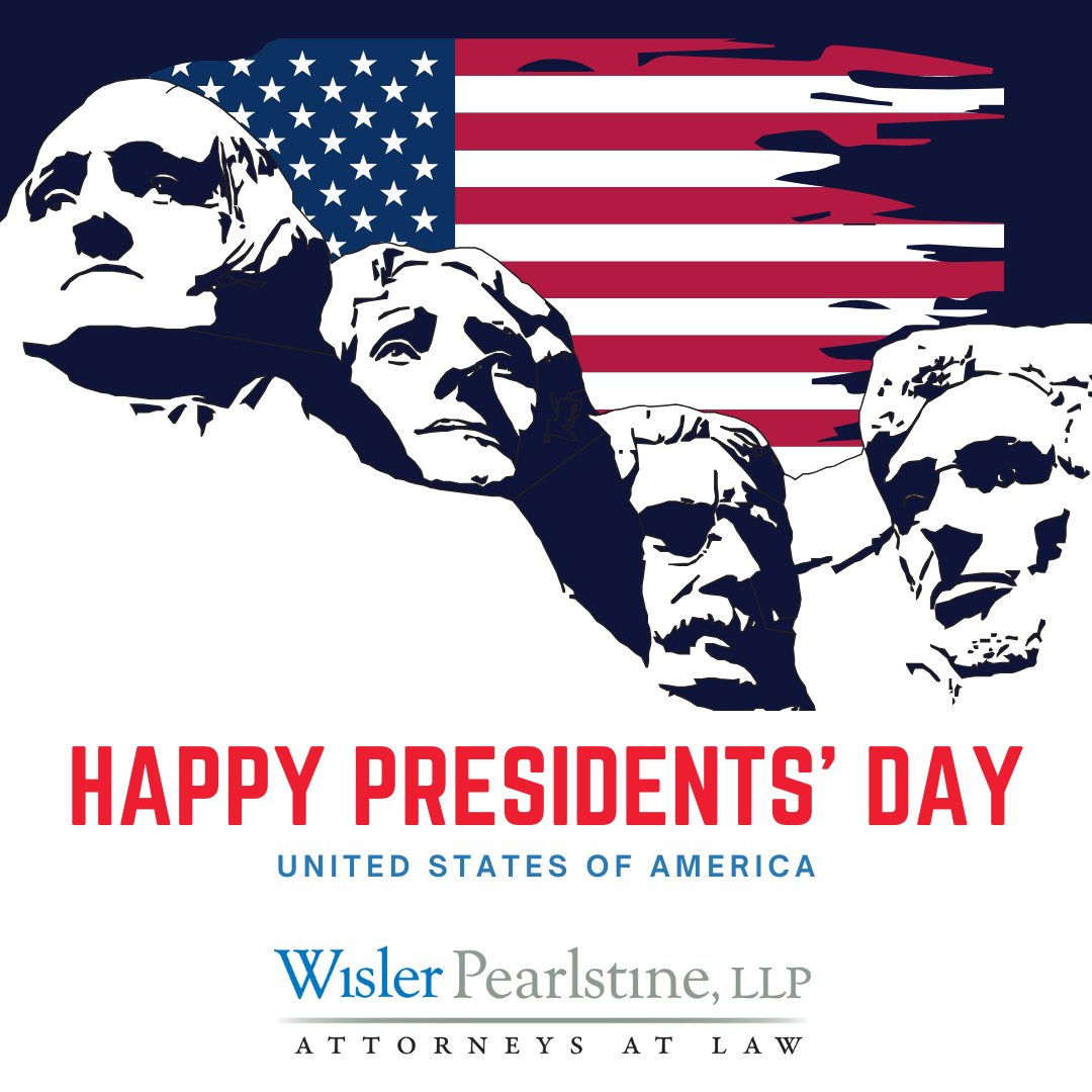 WislerLLP's tweet photo. Wishing you a wonderful Presidents' Day from all of us at Wisler Pearlstine!

Our offices are closed today in observance of the holiday. 

#wislerpearlstinellp #PresidentsDay https://t.co/XqAXwu7EZe