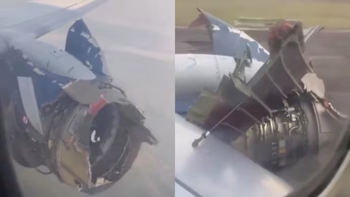 IndiaToday's tweet image. Shocking footage captures #plane flying with shredded engine after midair #explosion

An #ArikAir Boeing 737 suffered a midair engine explosion during a flight from Lagos to Port Harcourt, forcing an emergency diversion to Benin. 

Watch: intdy.in/hfk5ct