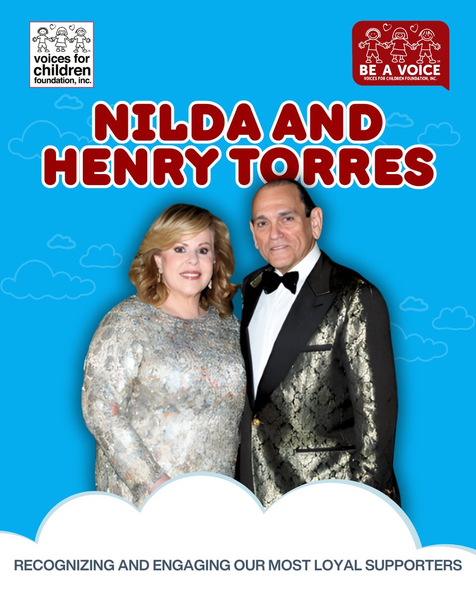 Henry and Nilda Torres of Astor Companies are true champions for children in foster care. As Legacy Builders with Voices For Children, they lead with heart and help create meaningful experiences for youth.
Thank you for moving our mission forward.