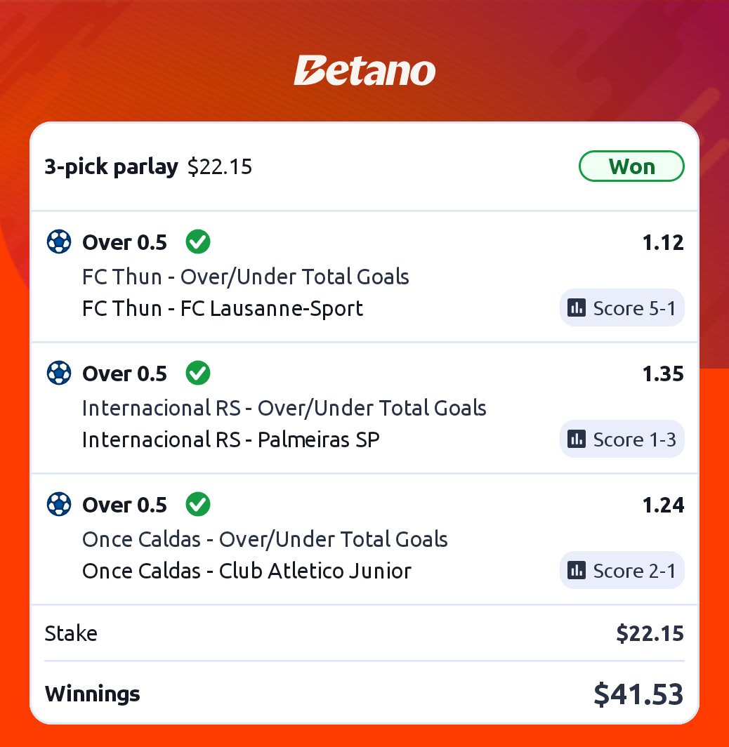 ClubInplay's tweet photo. FC Thun ✅
Once Caldas ✅
Internacional ✅

Back to back BOTD winner🤩💰

❤️ If you cashed with me! https://t.co/K2rgQRB5Py