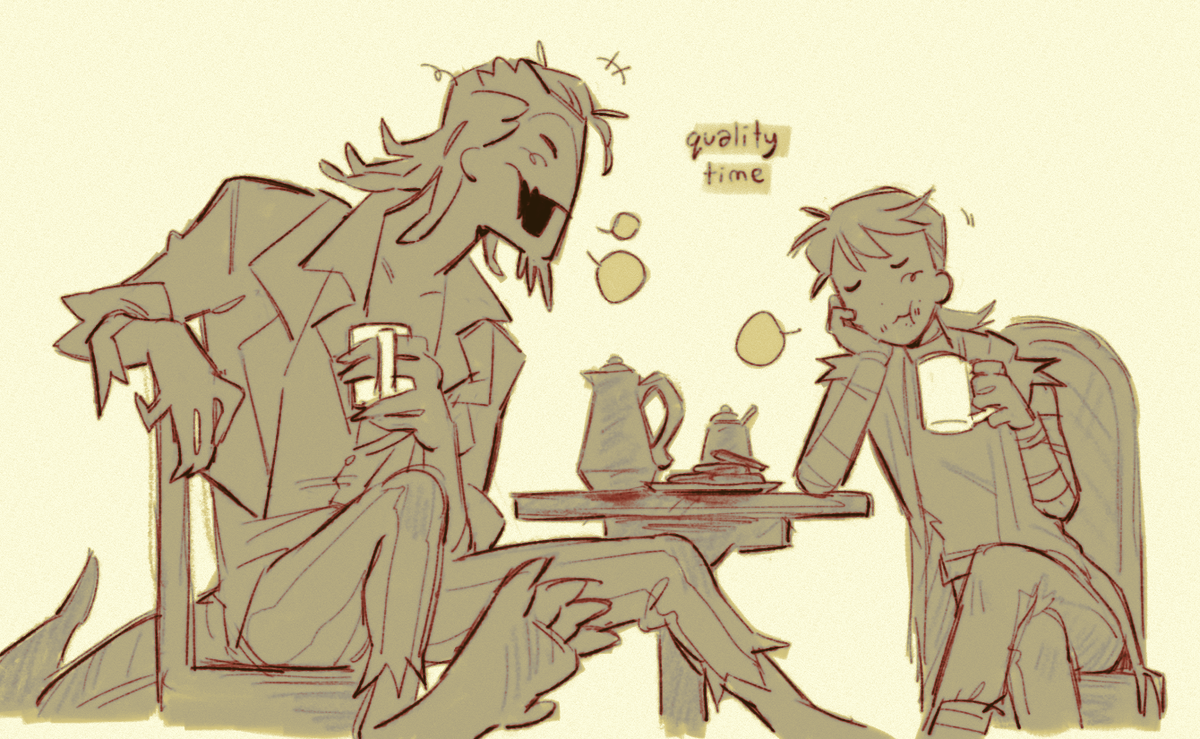 🦎🤕 both of them are the type to enjoy their own space. i like to think their best form of love is just enjoying time together 😊