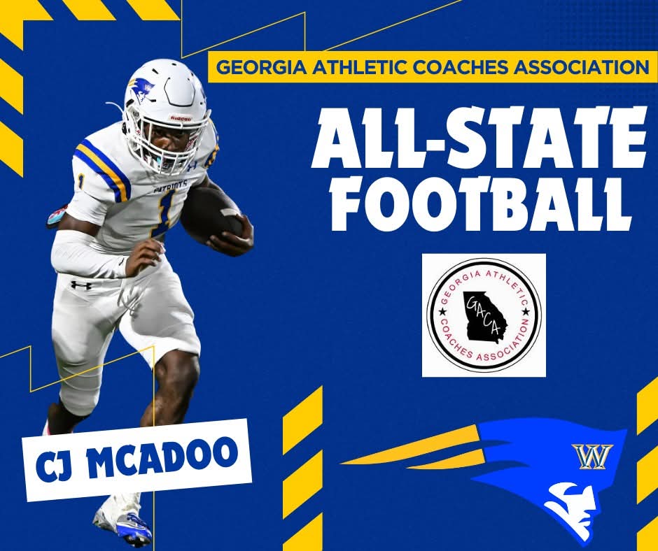 patriots_wchs's tweet photo. Patriot Nation...Join us in congratulating @McadooMelvin9 and Myles Davis for being selected to the GACA All-State Football Team! @CoachMc27 @tommyfuller_ @nate_moorhouse @AbeStowe1 https://t.co/feN2NZTRdk