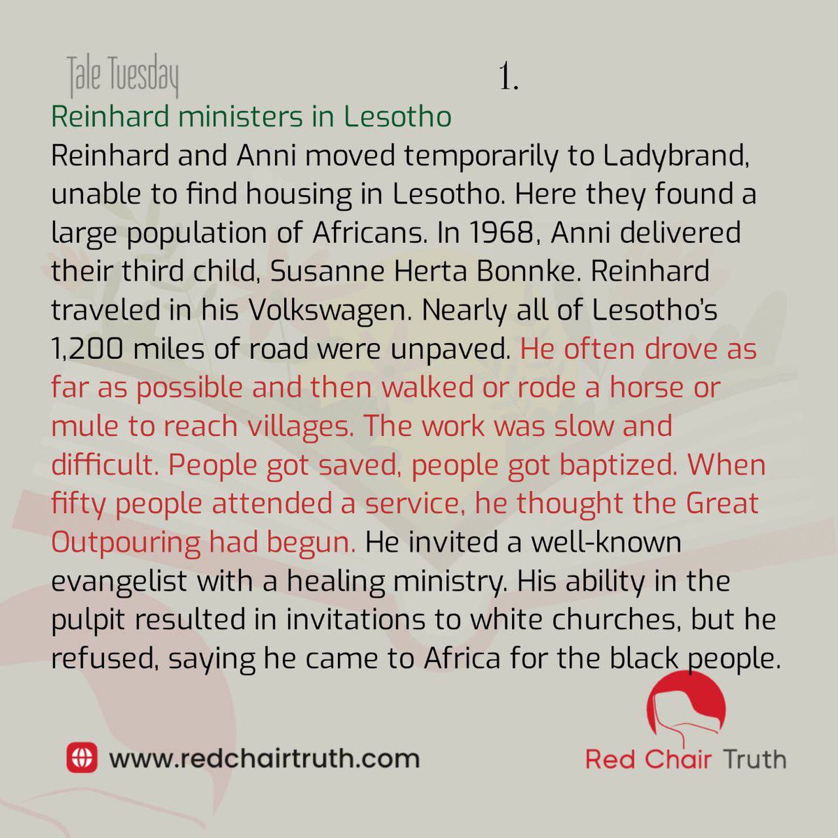 redchairtruth1's tweet image. Do you know the struggle of starting something meaningful and seeing little results? Reinhard Bonnke’s African ministry faced empty pews, heated debates, and unexpected challenges. 
Dive into his story on Red Chair Truth's Tale Tuesday.

#RedChairTruth #TaleTuesday  #RCT #ItaUdoh