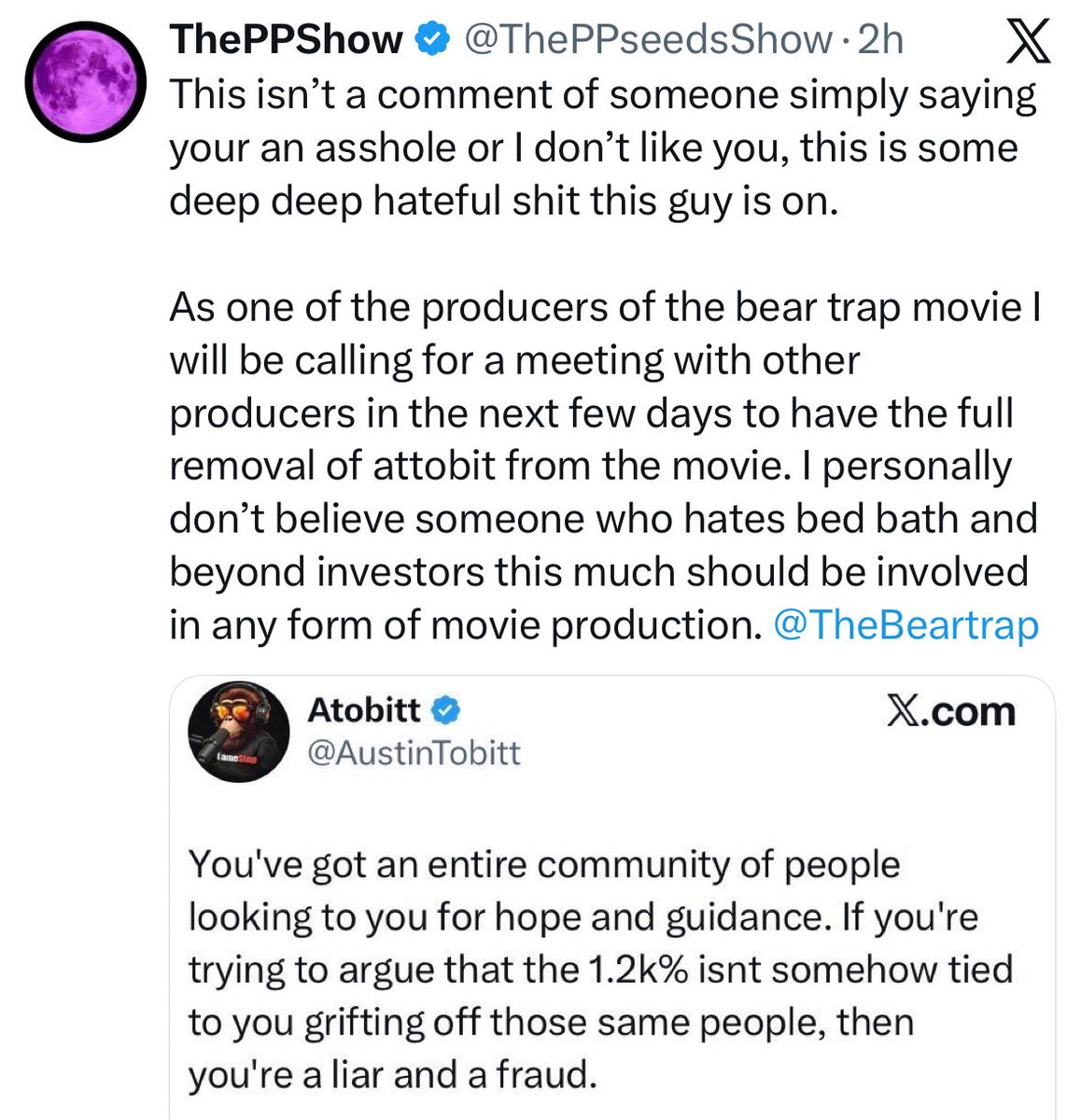 This dude is the biggest scum sucking weasel on all of social media. Of course he takes it personal when he’s called out for grifting his meme stock followers by someone influential in the “community” <a href="/ThePPseedsShow/">ThePPShow</a> is a virus to mankind.