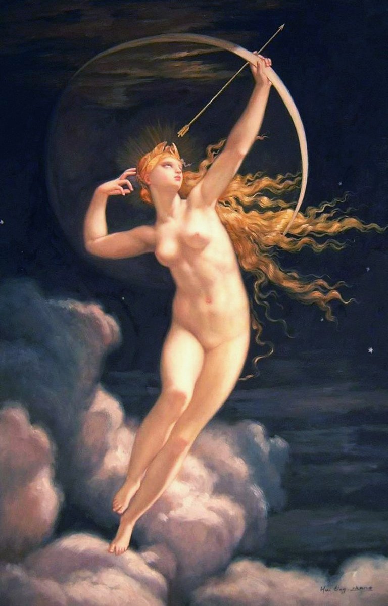 "Selene",  del pintor francés Jules Louis Machard (1839-1900).