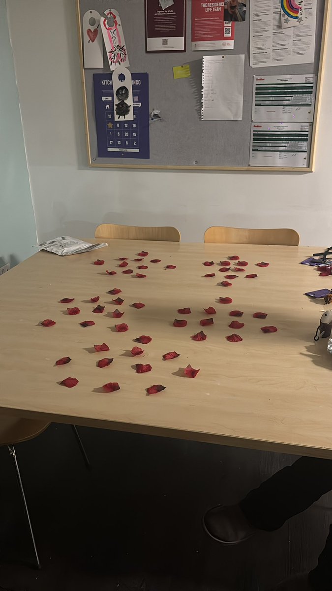 How long before the mrs realises her rose petals are set up into 5 football formations?