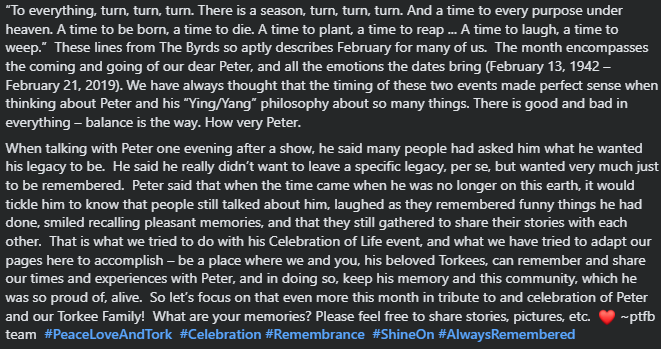To celebrate Peter's birthday today, we'd love to hear your favorite stories or memories of him! ❤️~ptfb team

#PeaceLoveAndTork #Celebration #Remembrance #ShineOn #AlwaysRemembered