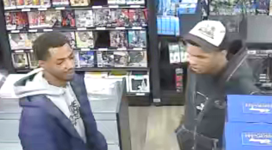 Larceny 2025062926 crimesolvers.com/crimes/larceny… 7/11/25, 4800 Blk, Princess Anne Rd – The pictures suspects stole multiple action figures from the store.  Then left in a white Dodge Dart.