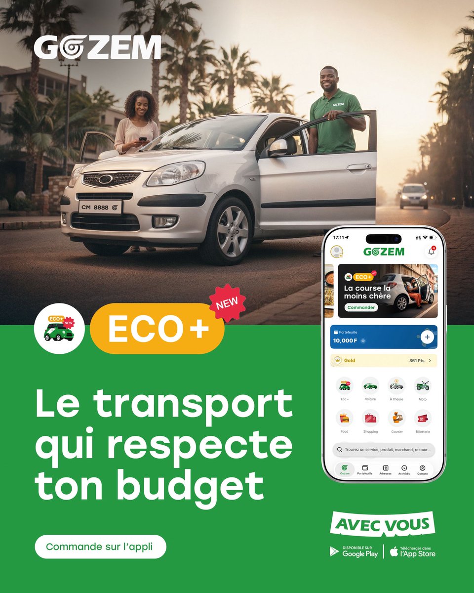 Envie de vous déplacer sans vous ruiner ? 🚗

Découvrez ECO+, la nouvelle fonctionnalité Gozem qui respecte votre budget ! 💵 

Commandez votre course dès maintenant sur l’appli ! 📲

Le lien : app.gozem.co/user/vehicle?t…