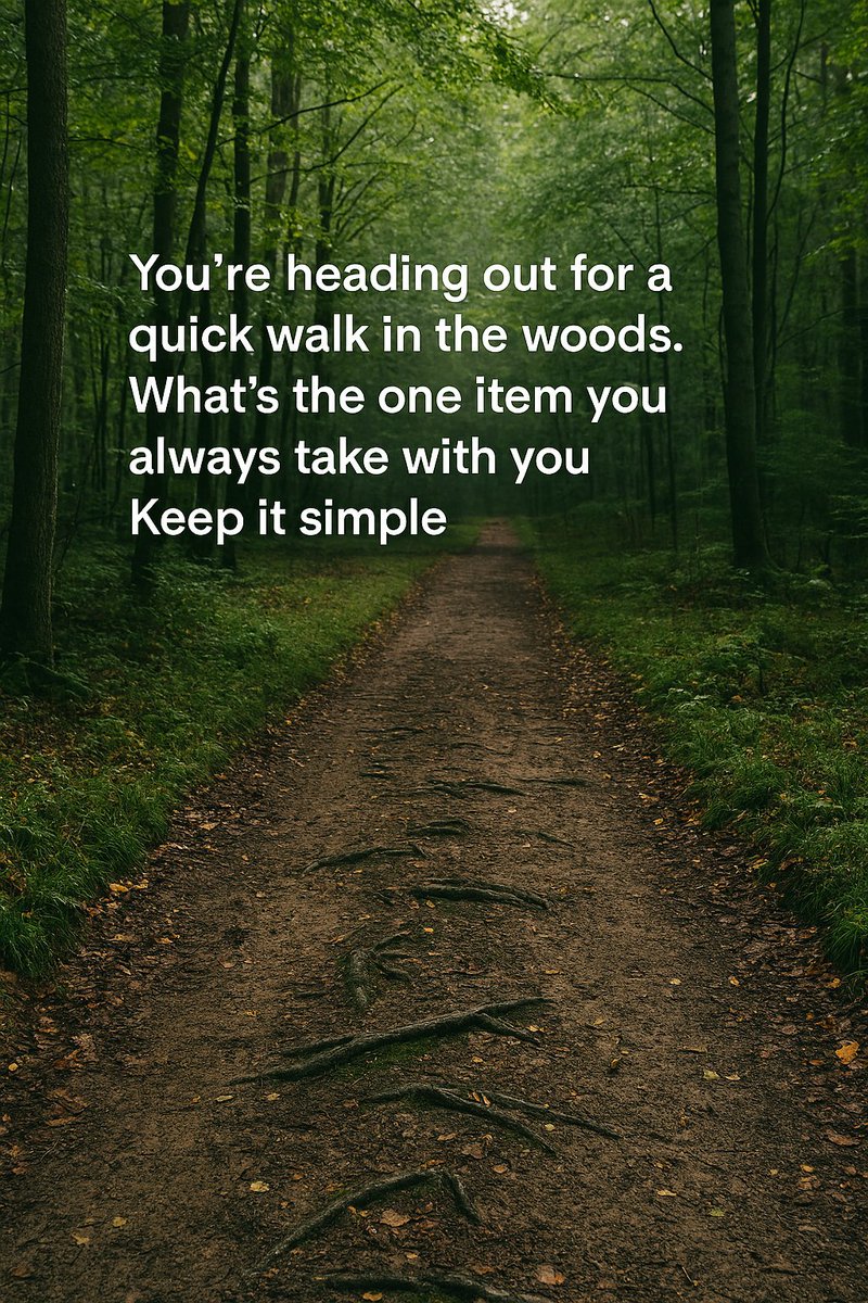 PrepCoinHQ's tweet image. Evening preppers…  
Quick one for you.  
What’s the one item you always take with you on a walk in the woods  
Keep it simple.

Prepcoin.xyz 

#Prepcoin #woodlandwalks #Preppers #Survival