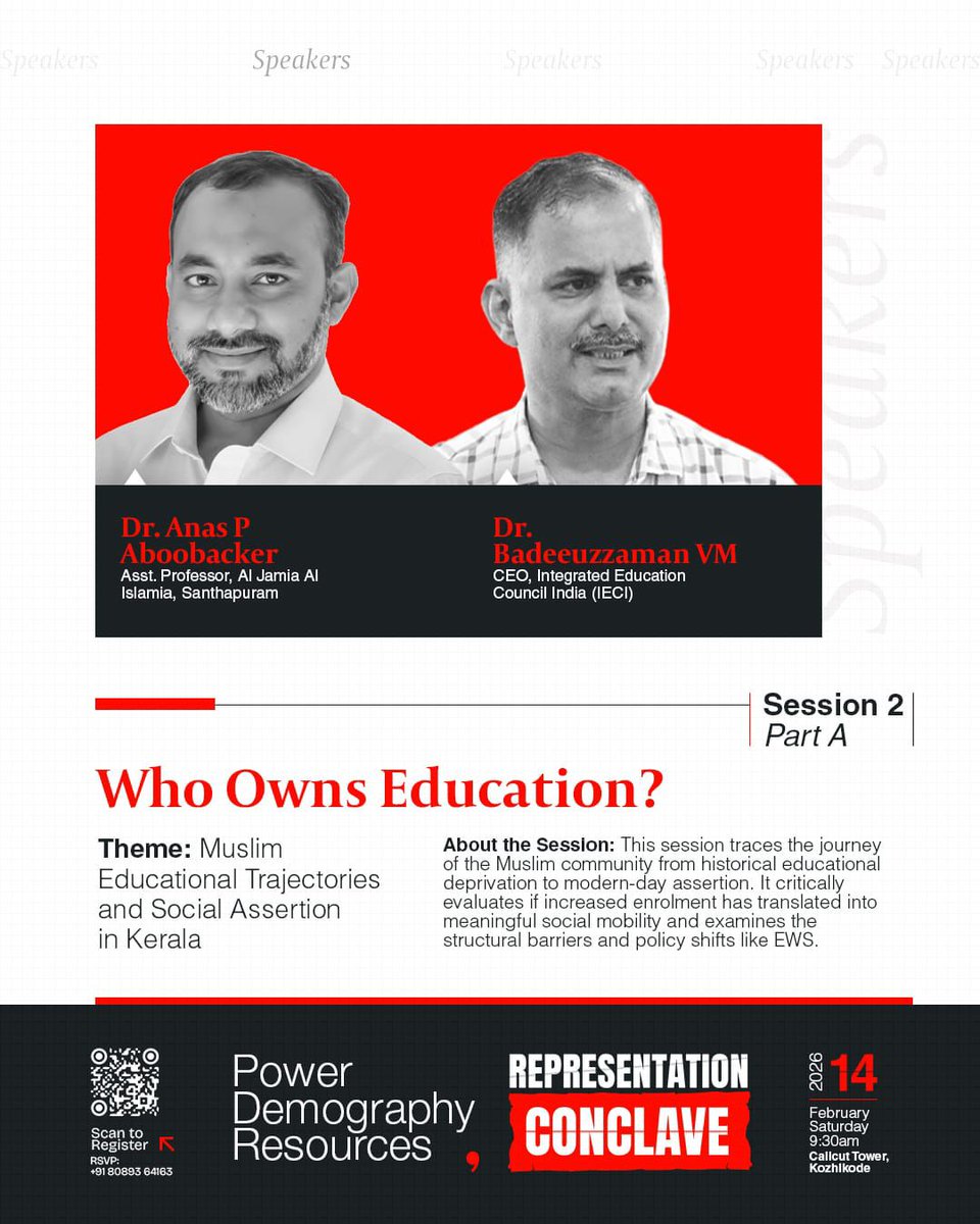 solidarityymkl's tweet photo. Representation
Conclave

2026 February 14 Saturday 9.30am
Calicut Tower, Kozhikode https://t.co/j1AqFc7PsW