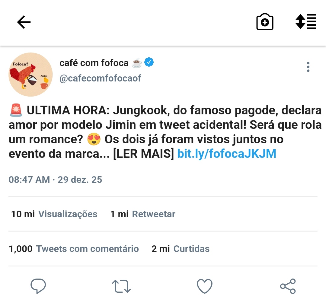 yssa_i0's tweet image. #jikookau pagode beat, model's step 

Jungkook, rei do pagode, posta tweet falando sobre Jimin. O problema? Esqueceu que estava no perfil oficial, agora o Brasil inteiro sabe do crush no modelo.