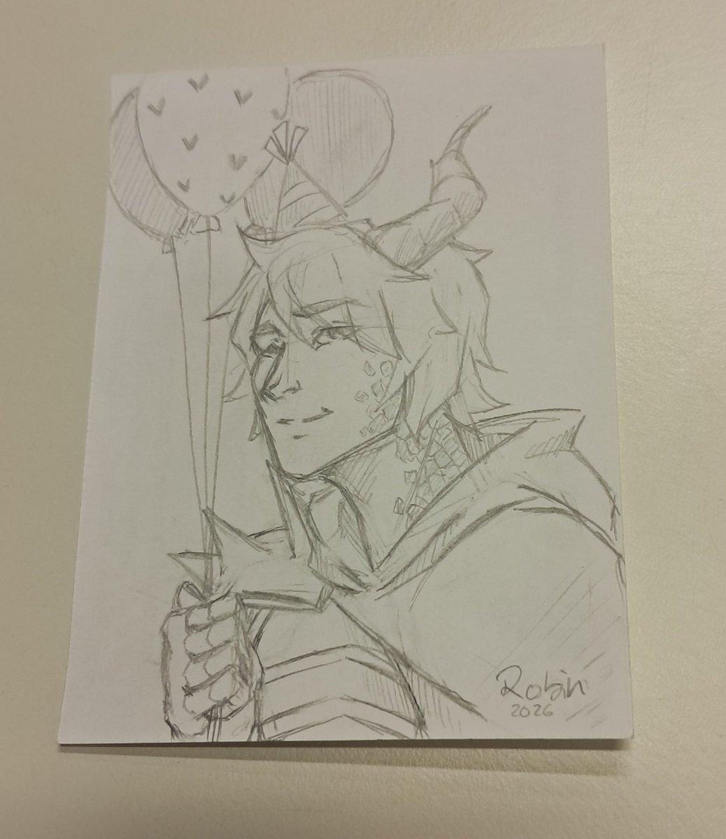 HAPPY BIRTHDAY!! <a href="/KDragnadh/">KnightDragnadh</a> 🥳❤️✨️

Hätte ich das eher gewusst, hätt ich vllt was besseres vorbereiten können 😖
Deswegen nur ein kleines Doodle (was ich safe nicht während der Arbeit an der Theke gemacht habe nein nein 👀)